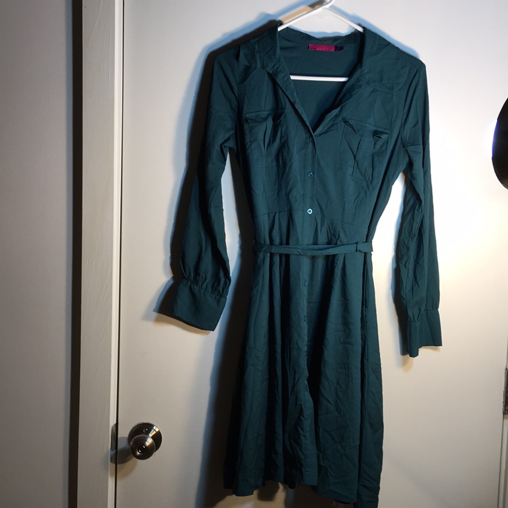 Ava teal lightweight stretchy shirtdress